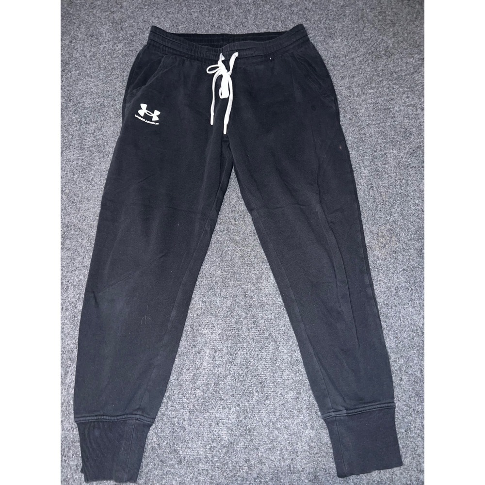 Under Armour Mens Black Fleece Jogger Sweatpants Size Medium Loose Fit